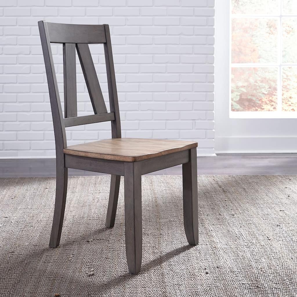 Lindsey Farm Gray and Sandstone Splat Back Side Chair (Set of 2)