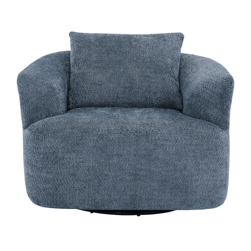 Chenille Swivel Accent Chair with Pillow