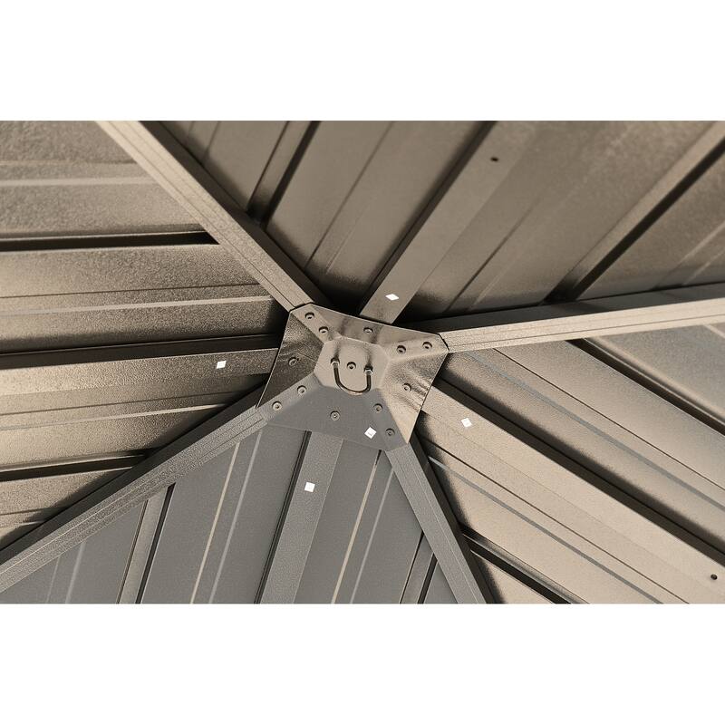 10x10FT Aluminum Hardtop Gazebo with Steel Canopy, Weatherproof Permanent Outdoor Gazebo for Patio Garden Backyard