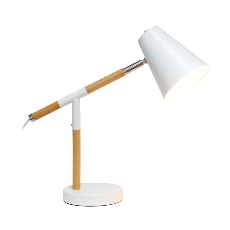 Simple Designs Matte and Wooden Pivot Desk Lamp - 16.13 X 5.50 x 15.50 (L x W x H)