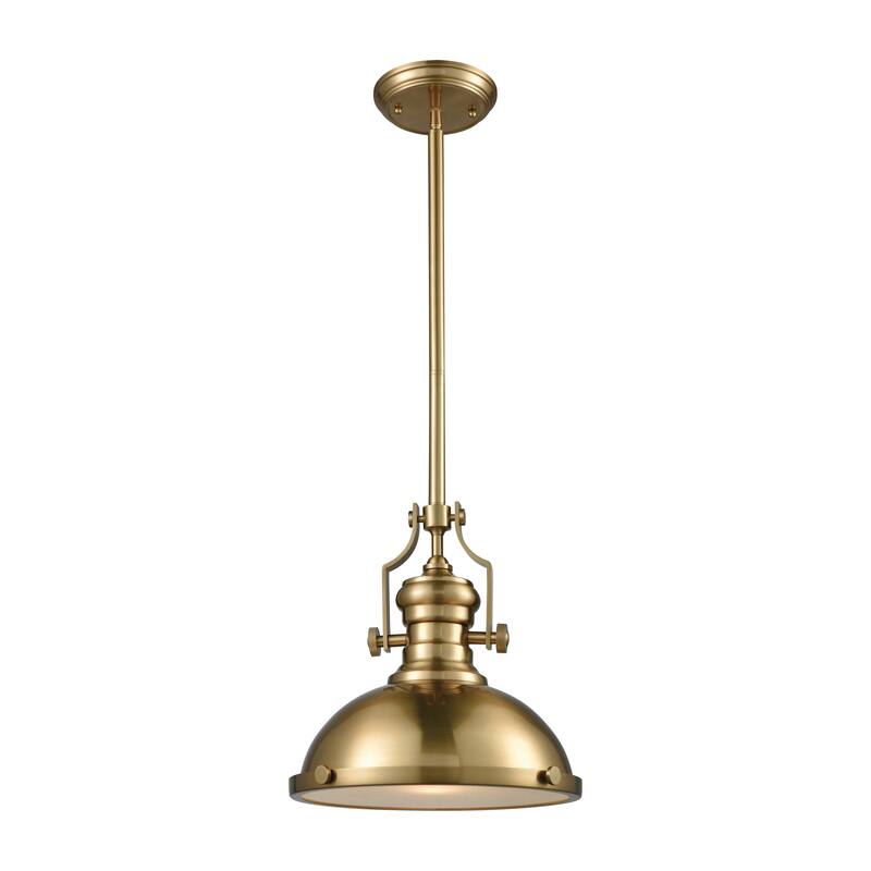 Chadwick 13-inch Wide 1-Light Pendant - 13in W x 13in D x 14in H - Satin Brass, Brass Shade