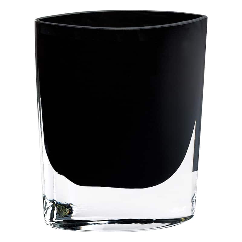 HomeRoots 8" Black Bud Lead Free Crystal Table Vase - 3" W x 7" D x 8" H