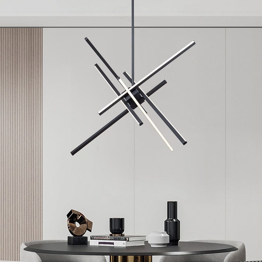 Modern 6-Light Sputnik Linear Dimmable LED Chandelier - 35in