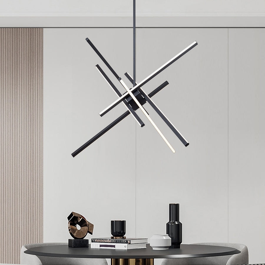 Modern 6-Light Sputnik Linear Dimmable LED Chandelier - 35in