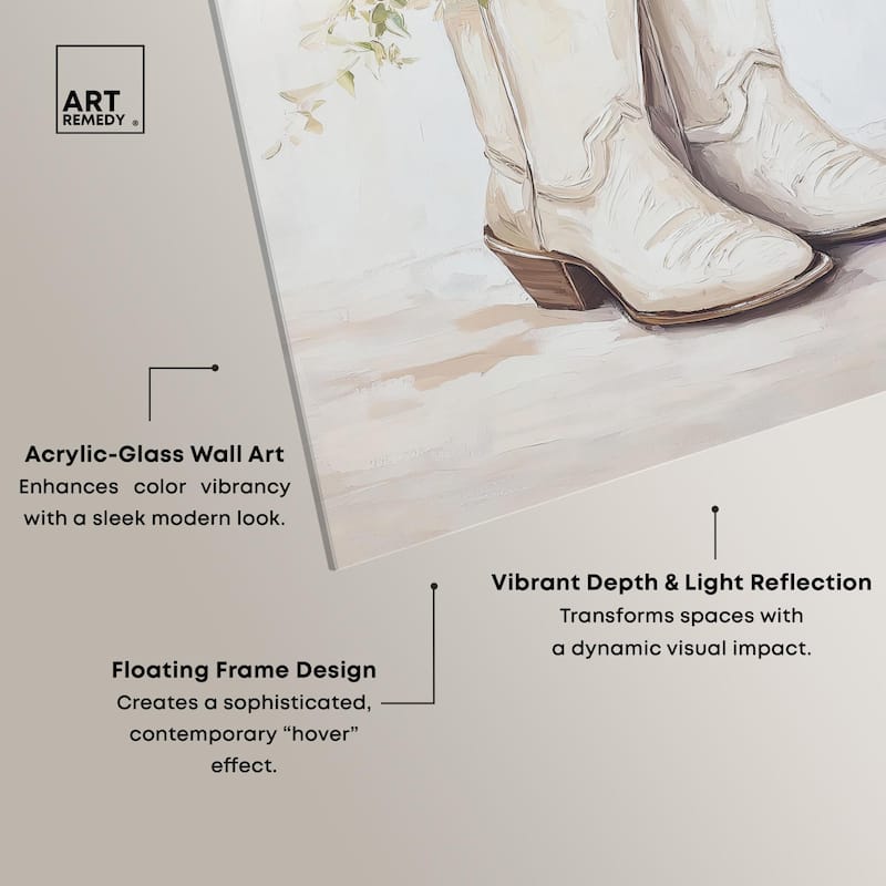 Prairie Bloom Boots Acrylic by Art Remedy, Ready to Hang