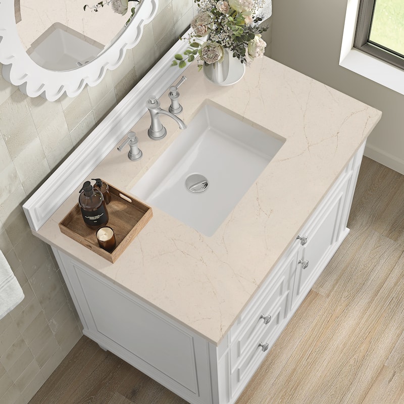 James Martin Vanities Lorelai 36" Single Vanity, Bright White - Eternal Marfil