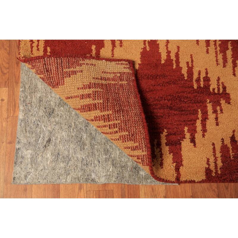 Hand Knotted Oriental 100% Wool Carpet Modern Geometric Red Moroccan Area Rug - 11' 8'' X 8' 11''