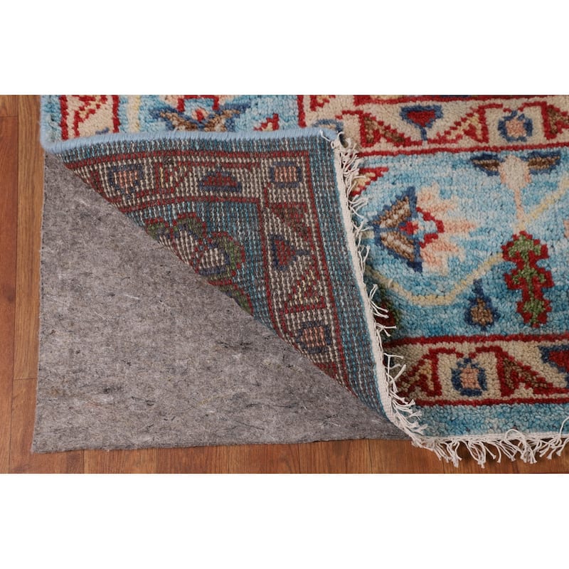 Blue Geometric Heriz Serapi Area Rug Hand-Knotted Wool Carpet - 8'10"x 11'10"