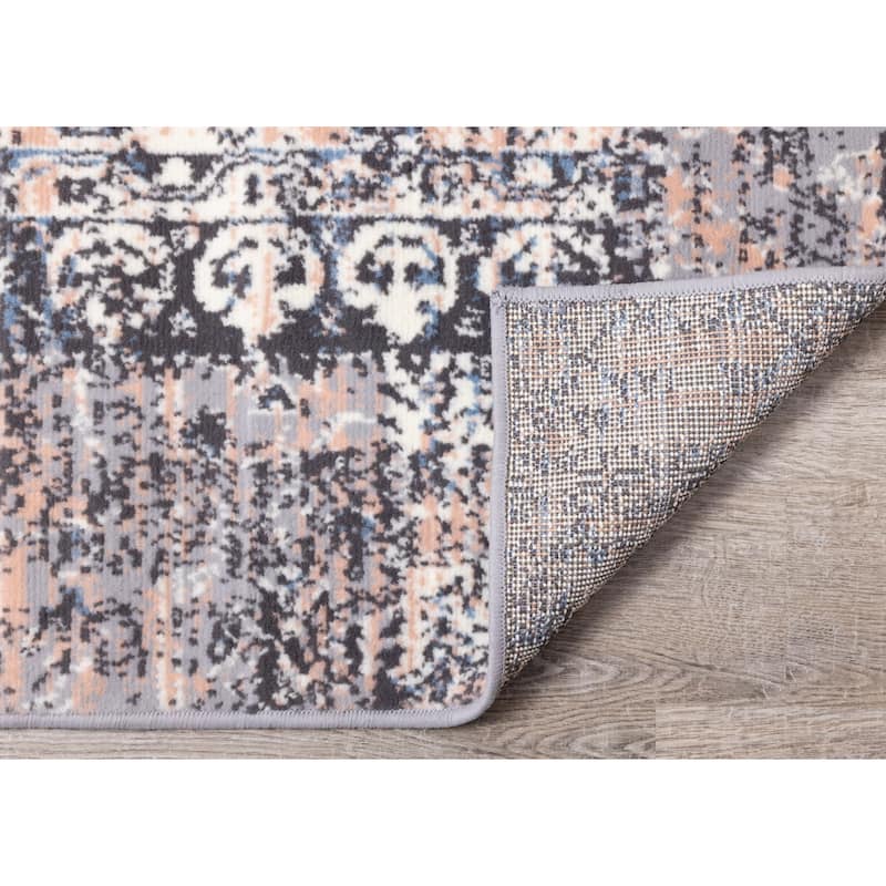 Florence Collection - Pink/Cream Patchwork Rug - 4'7" x 6'7"