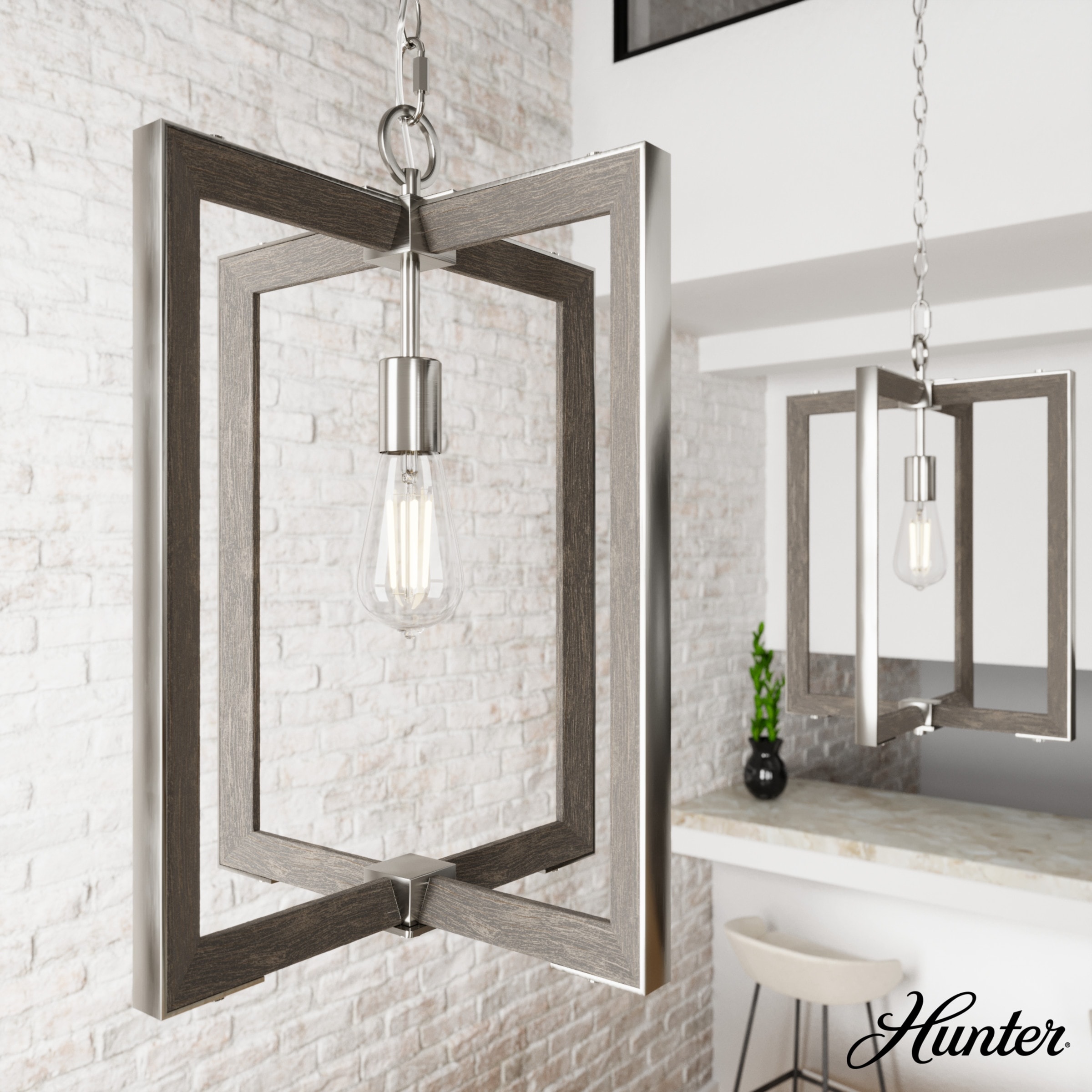 Hunter Woodburn 1-Light Pendant - Island, Dining Room, Foyer - Modern Farmhouse, Rustic, Transitional