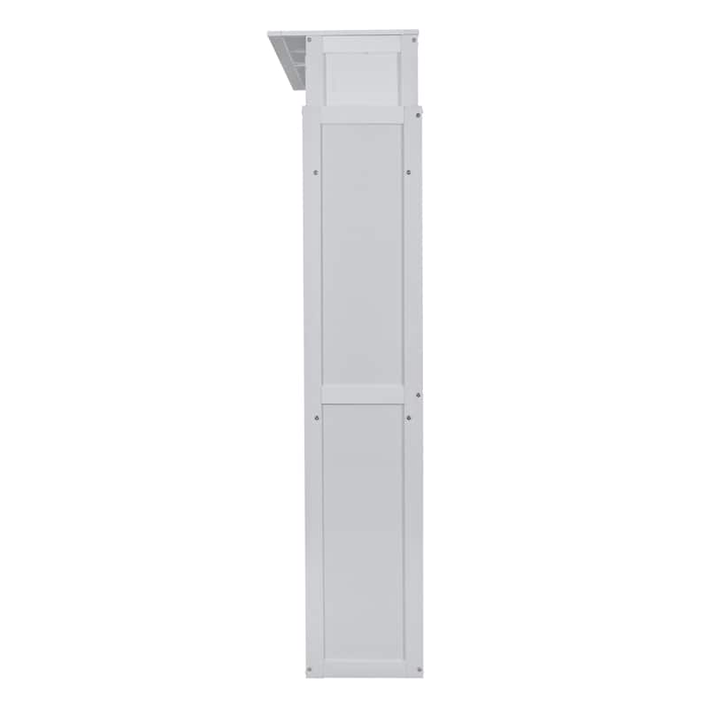 Queen Size Murphy Bed Wall Bed with Shelves and LED Lights,White
