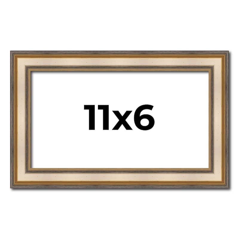 11x6 Frame Gold Solid Wood Shadow Box Width 1.5 Inches | Interior Frame Depth 2 3/8 Inches
