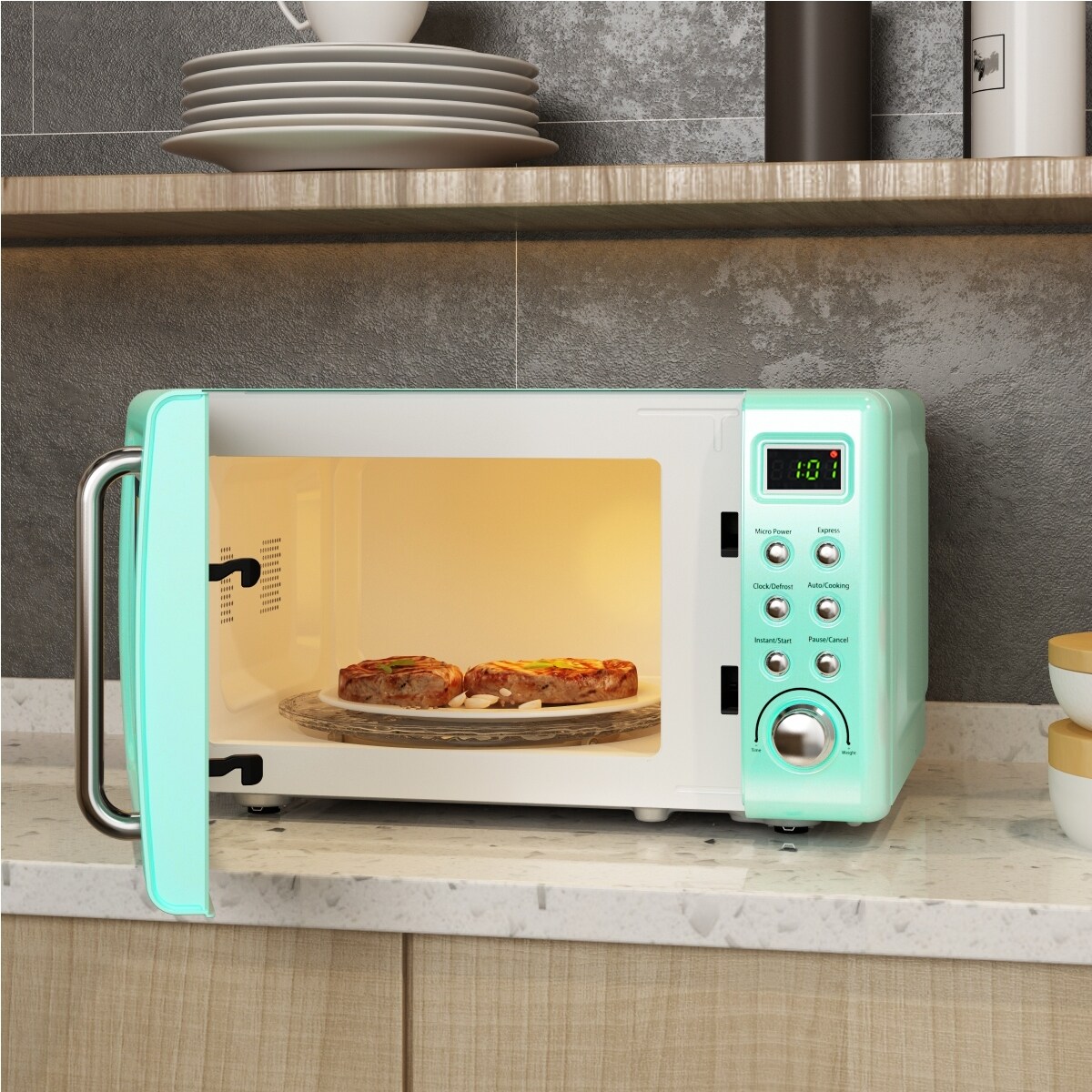 Costway 0.7Cu.ft Retro Countertop Microwave Oven 700W LED Display - On Sale  - Bed Bath & Beyond - 29548773