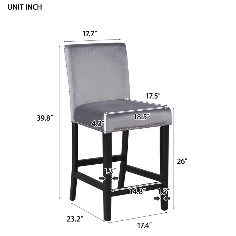 5-Piece Counter Height Dining Table Set with Faux Marble Top, Velvet Upholstered Chairs for Kitchen or Dining Room