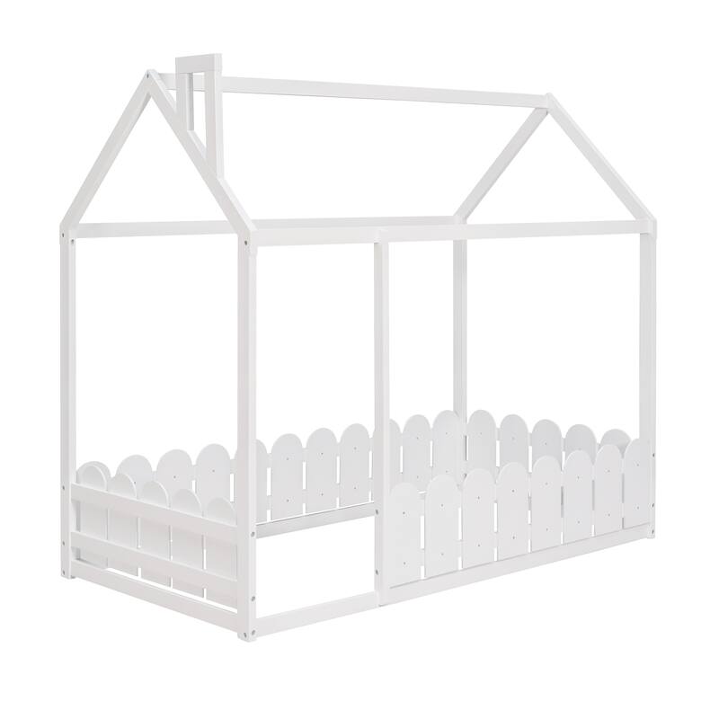 Twin Pinewood Playhouse Bed Frame with Roof
