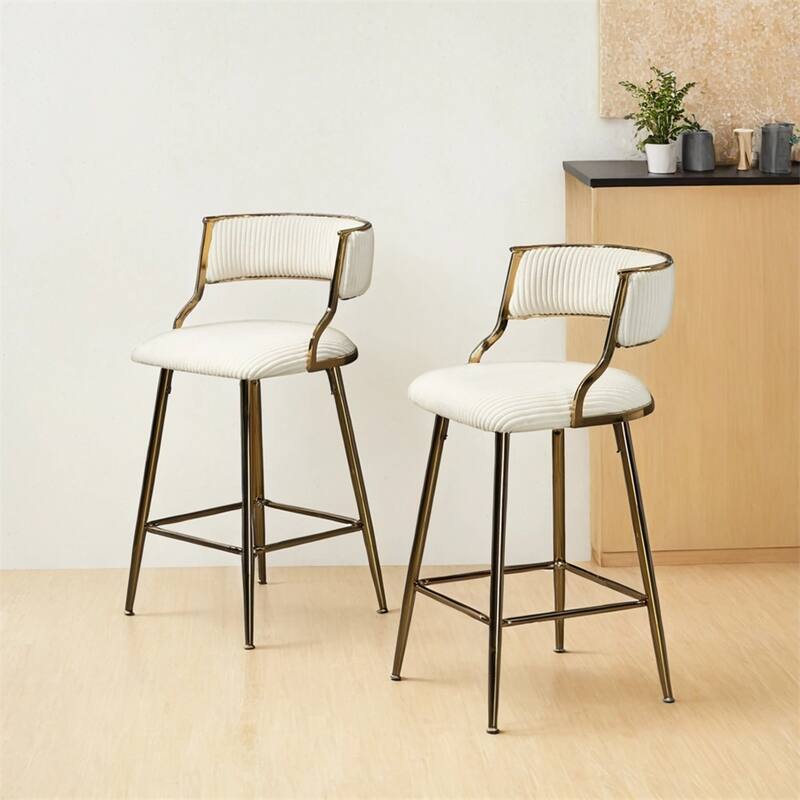 26'' Counter Height Bar Stools Corduroy Kitchen Island (Set of 2)