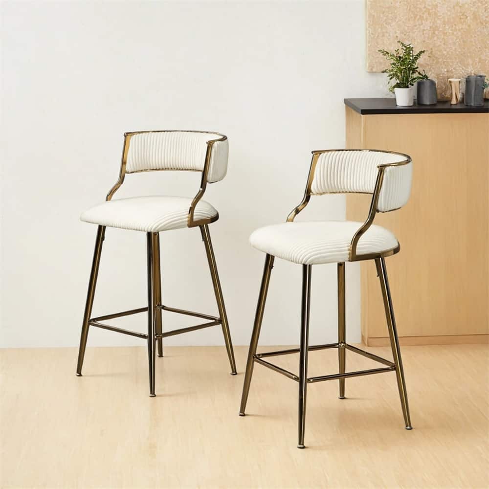 26'' Counter Height Bar Stools Corduroy Kitchen Island (Set of 2)
