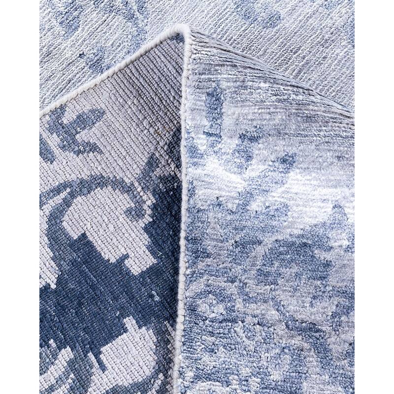 Modern One-of-a-Kind Handmade Area Rug, Blue - 9' 0" x 12' 1"