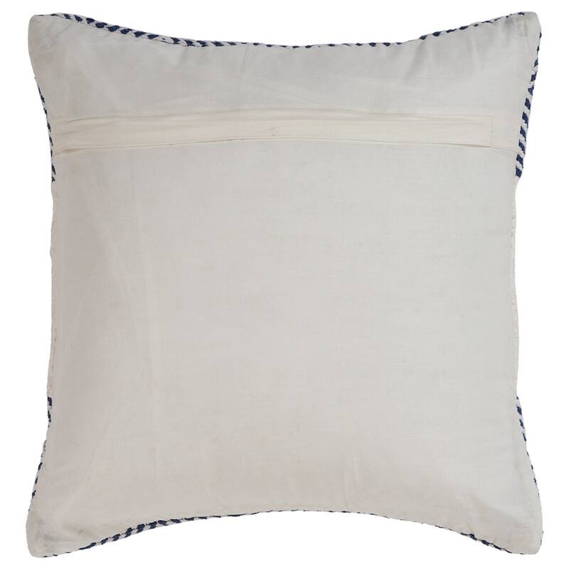 Handwoven Overtufted Diamond Square Cotton Throw Pillow Cover - 18" - Blue and Cream