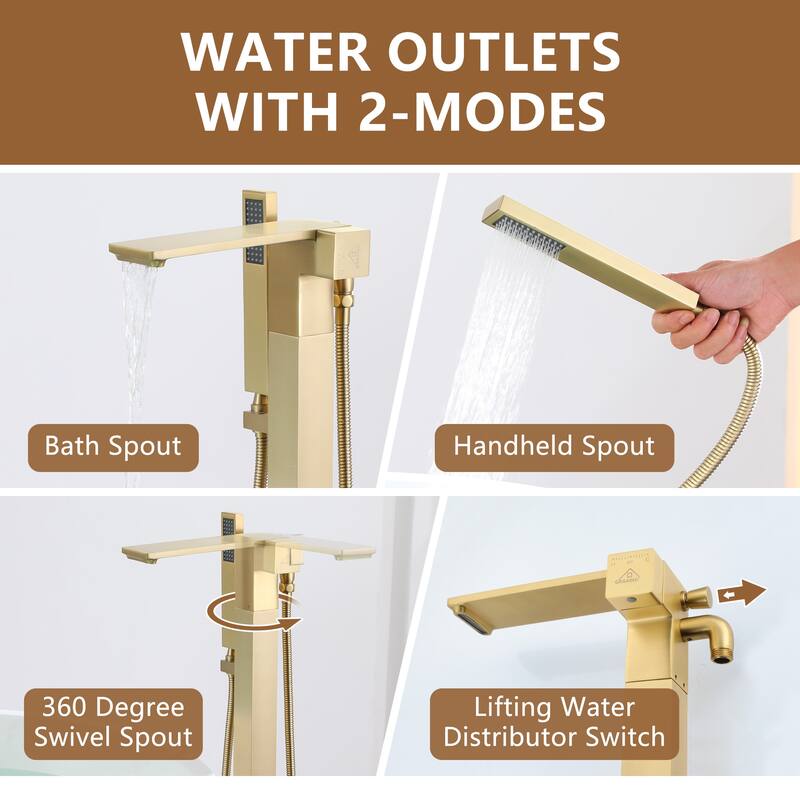 Freestanding Bathtub Faucet With Hand Shower Tub Faucets Floor Mount Tub Filler