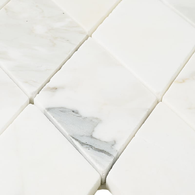 Calacatta Marble Harlequin 3" x 5.5" Honed Mosaic Tile