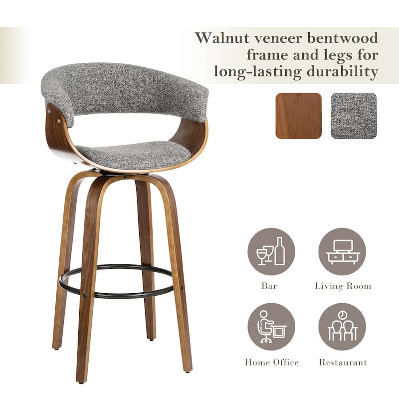 Glitzhome Set of 4 Modern Counter or Bar Height Faux Leather Swivel Pub Stools