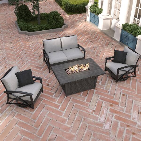 Shop Martha Stewart Lakeside 4 Piece Patio Chat Set With Fire Table Overstock 30972102