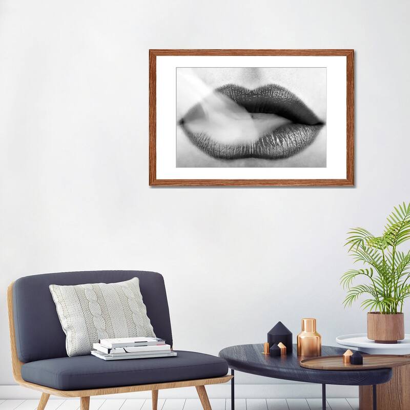 iCanvas "Black Lipstick and Blowing Smoke" by Unknown Artist