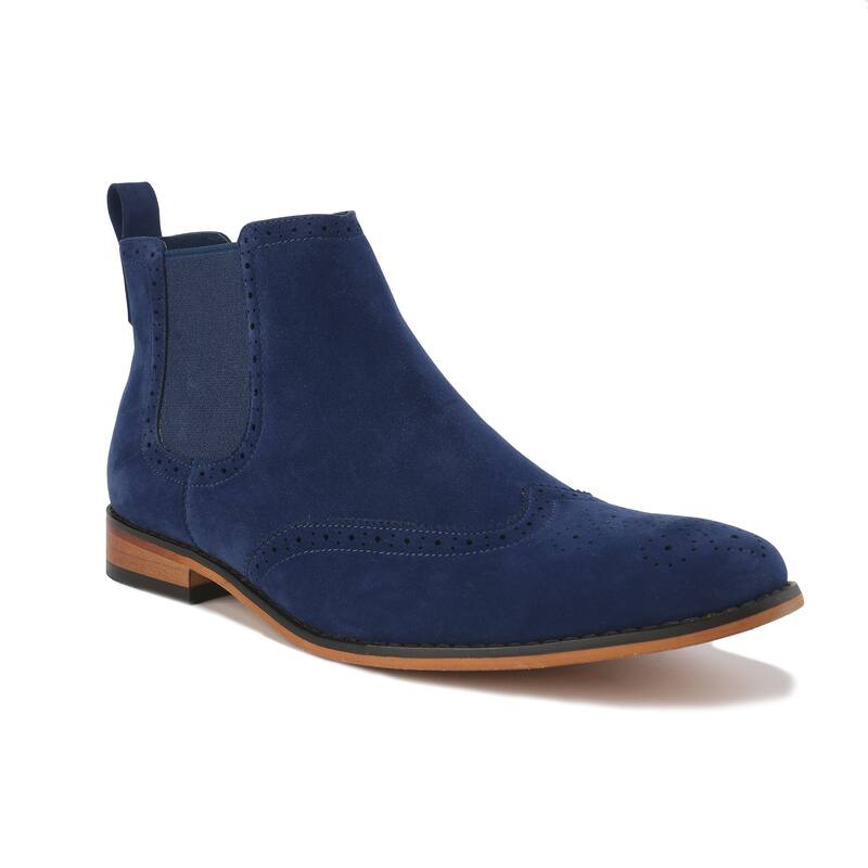 Gino Vitale Mens Slip On Wing Tip Chelsea Boots  