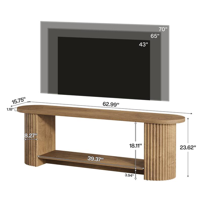 63" Fluted TV Stand for 50/55/65/75-Inch TV