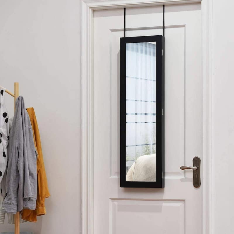 2-in-1 Wall or Door Mounted Jewelry Organizer Full Length Mirror - 3.5"D x 12.5"W x 43.5"H
