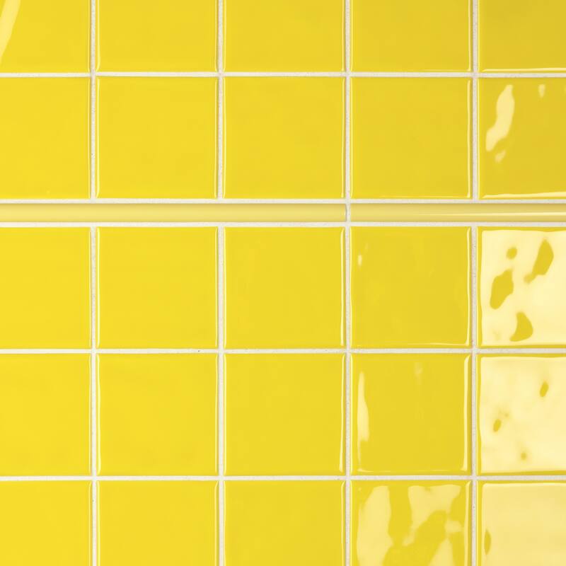 Merola Tile Twist Square Yellow Lemon 11-3/4" x 11-3/4" Ceramic Mosaic Wall Tile