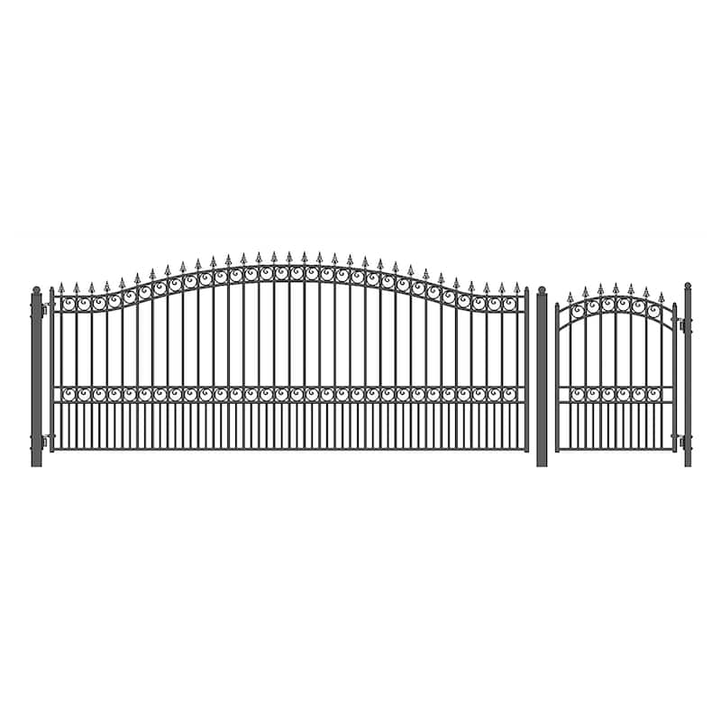 ALEKO London Style 16 ft Single Steel Driveway Gate with Pedestrian Gate