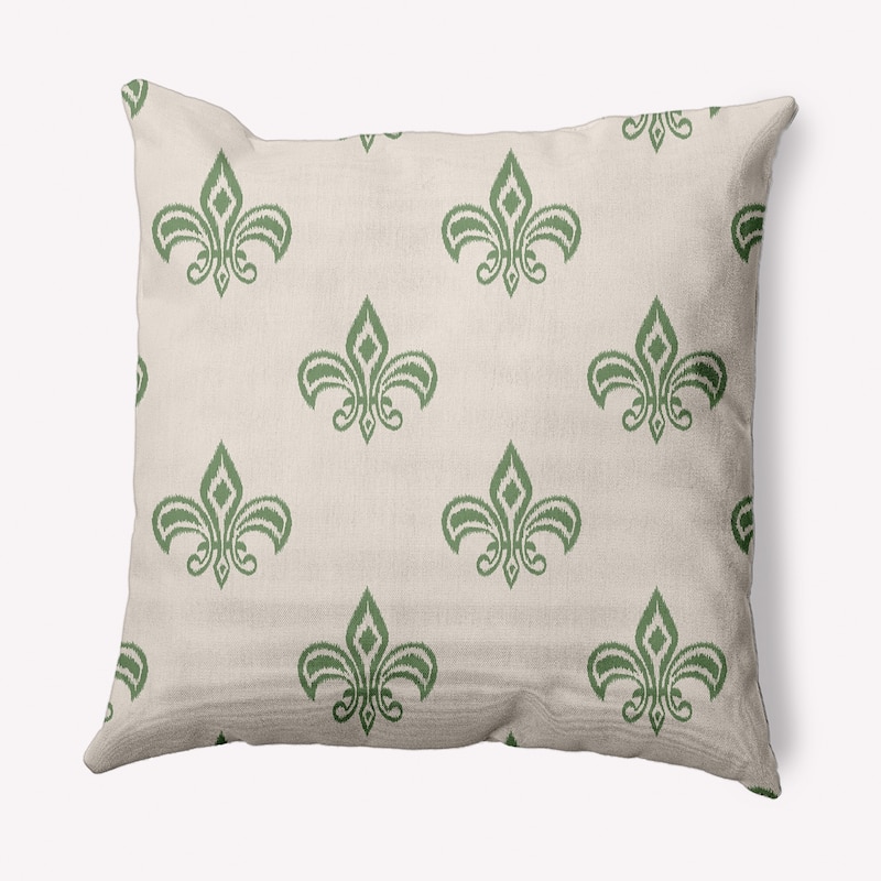 Fleur de Lis Indoor/Outdoor Throw Pillow - 20" x 20" - Sage