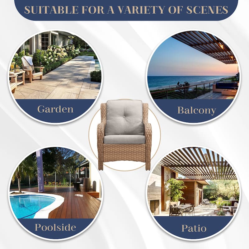 Pocassy 4-Piece Outdoor Sofa Patio Chair with Coffee Table