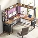 preview thumbnail 24 of 37, L Shaped Desk with Full Hutch and Power Hub, Corner Desk Computer Desk Office Writing Desk Rustic Brown