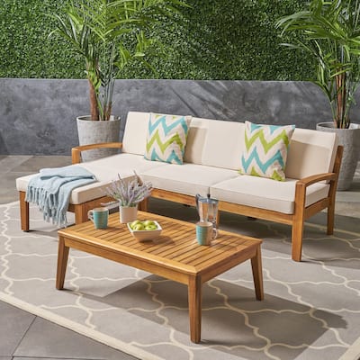 L Shape 3pcs Acacia Sectional Patio Sofa Set