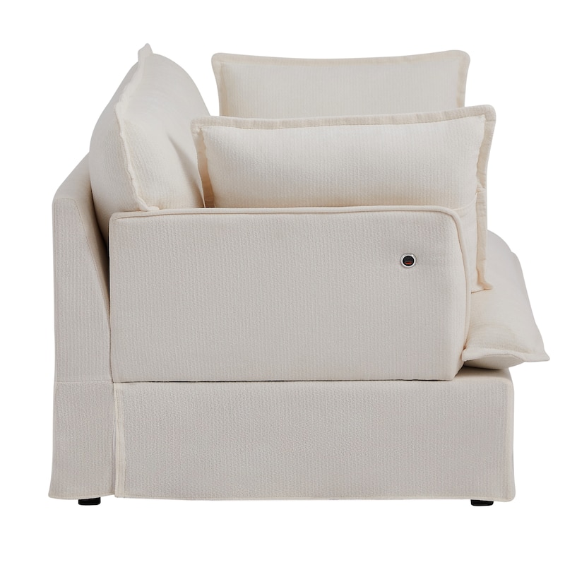 47.2" Oversized Single Sofa Chair Accent Chair with Charging Ports, Chenille Armchair Lounge Chair for Living Room Apartment