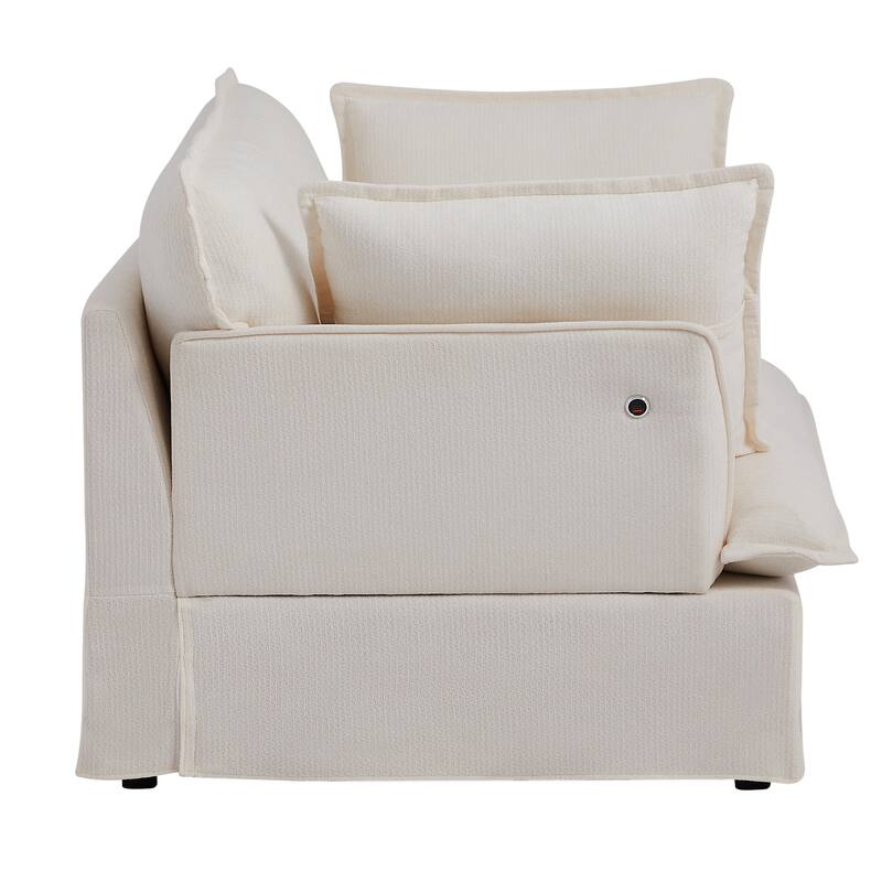 Roomfitters 47.2" Oversized Accent Chair, Chenille Armchair with Deep Wide Seat, Throw Pillows, Modern Lounge Sofa