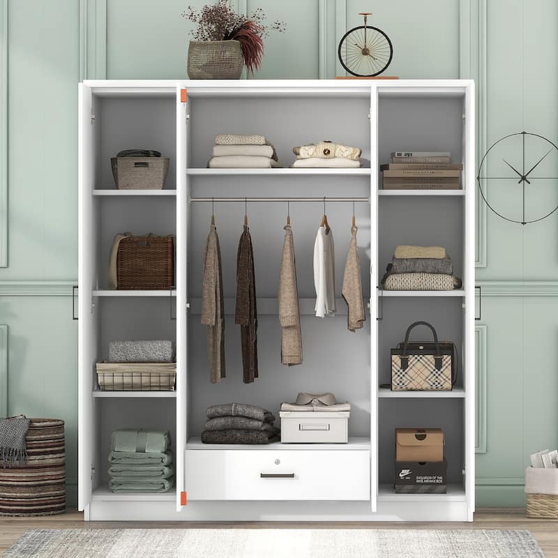 4-Door Wardrobe with 1 Drawer - N/A