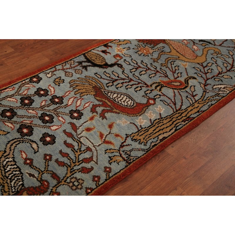 Traditional Ziegler Indian Runner Rug Hand-Knotted Wool Carpet - 2'6"x 7'11"