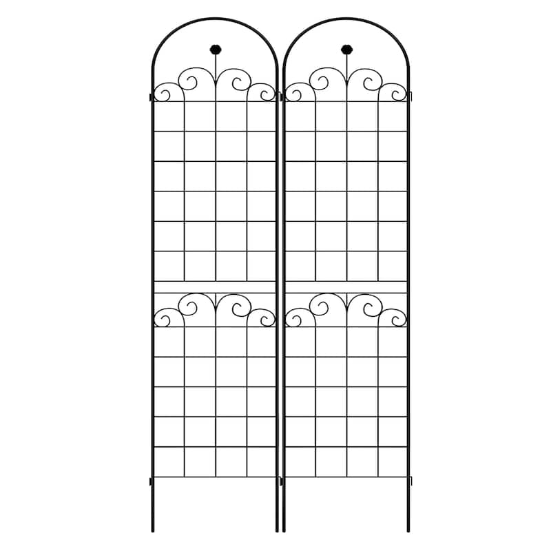 Black 2 Pack Metal Garden Trellis for Climbing Plants Outdoor