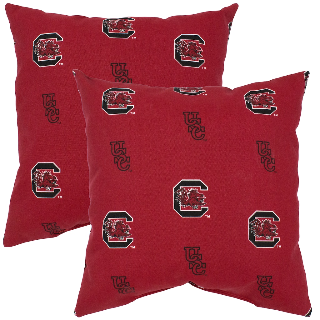 South Carolina Gamecocks Indoor / Outdoor Decorative Pillow Pair - (2) 16" x 16" Pillows