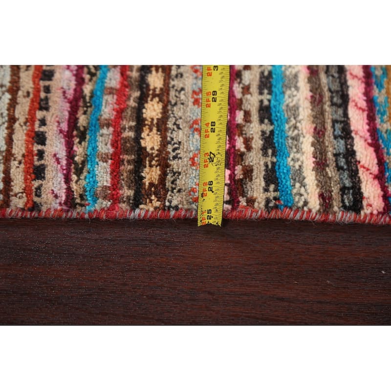 Striped Gabbeh Kashkoli Oriental Runner Rug Wool Hand-knotted Carpet - 2'8" x 9'10"