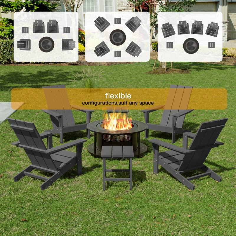 Kullavik 7-piece Adirondack Chair and Smokeless Fire Pit Table Set