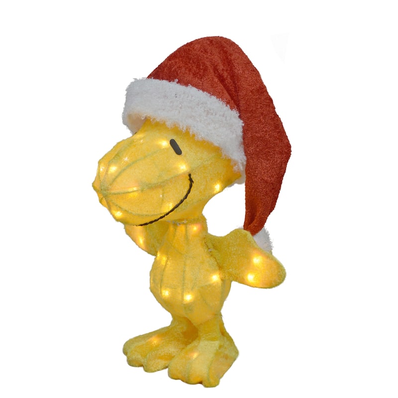 18" Lighted Woodstock in Santa Hat Outdoor Christmas Yard Decoration - Yellow