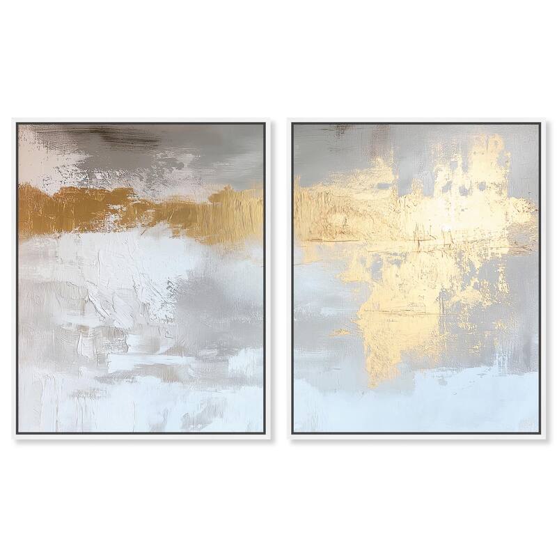 Golden Glaze I Canvas Set of 2 by Art Remedy - 36" x 45" - White