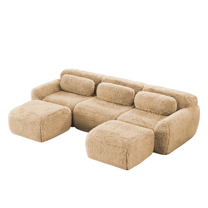 Anmytek Modular Sectional U-Shaped Sofa Deep Seat With Chaise Free Combination Vacuum Packed
