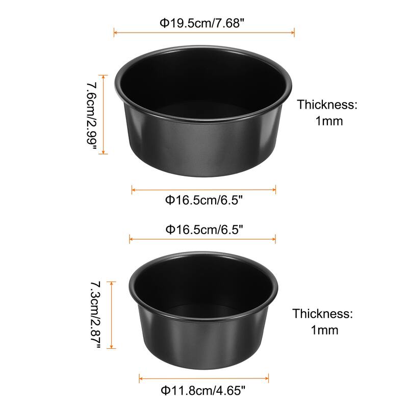Round Cake Pan w Removable Loose Bottom Anodized Aluminum Baking Pan - Black - 6"/7"