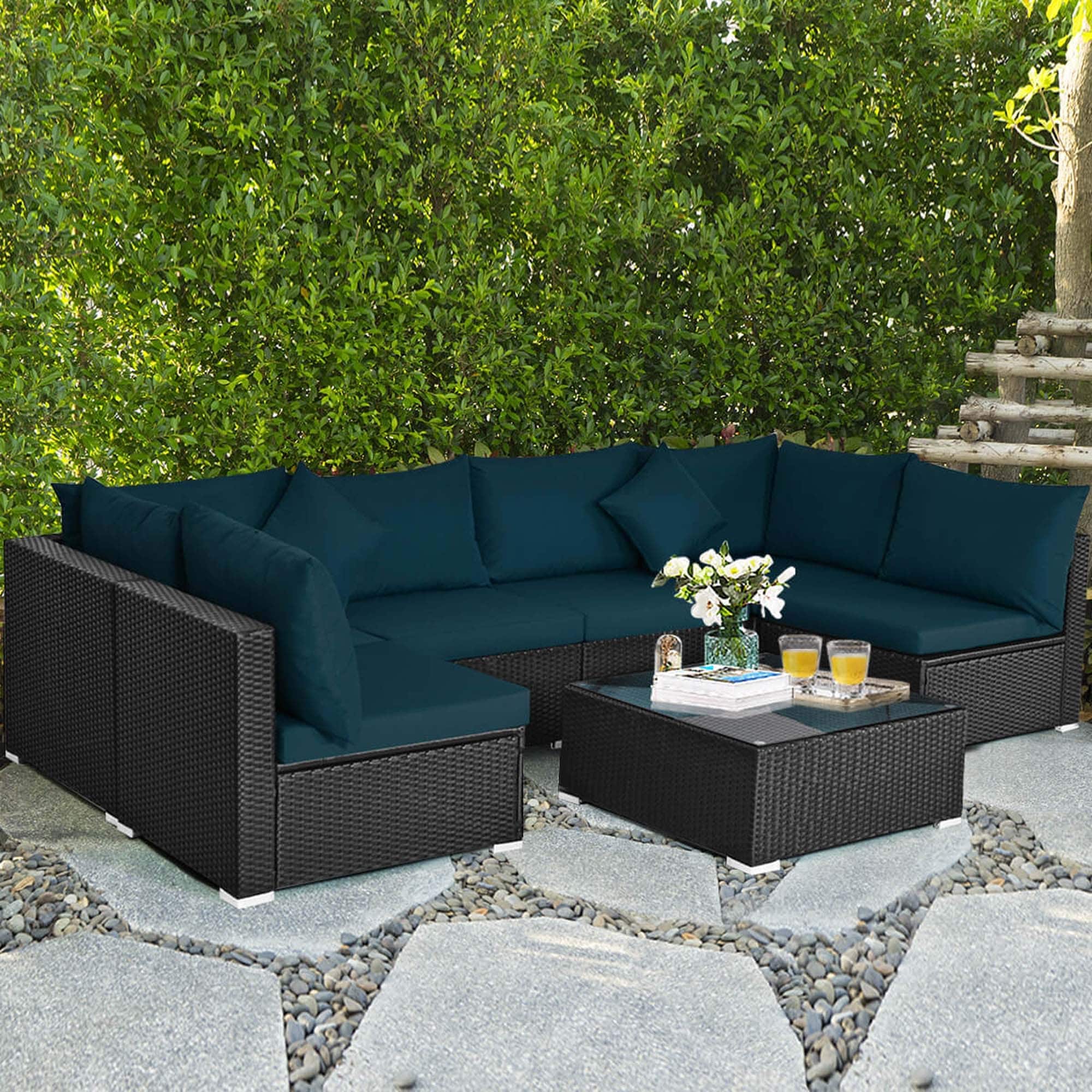 Costway 7PCS Patio Rattan Sofa Set Sectional Conversation Furniture 7 Piece Sets Bed Bath Beyond 33704626